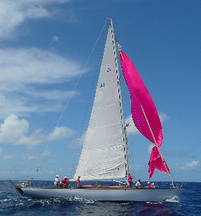 Launching th spinnaker sail.